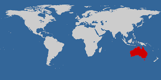 Mapa del mundo donde se destaca Australia