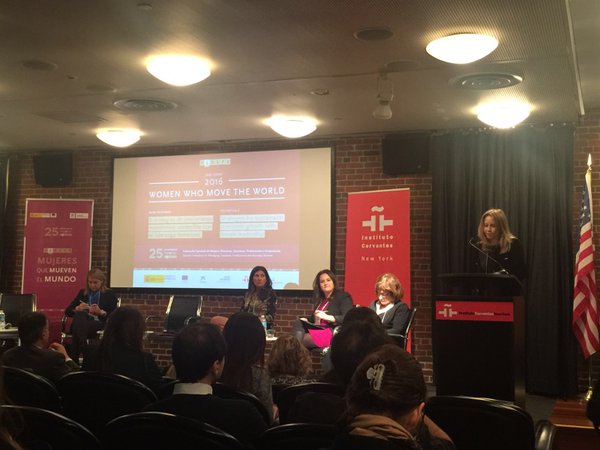 Sede del Instituto Cervantes en NY. Momento del debate en torno al papel de las mujeres en el crecimiento económico sostenible y el liderazgo femenino en las empresas
