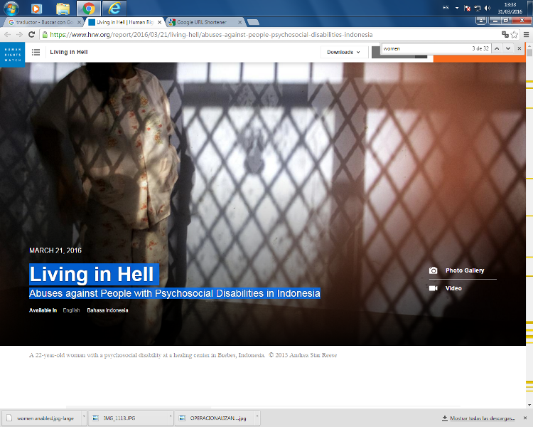 Escalofriante informe de ‘Human Right Watch’ sobre la situación de las personas con discapacidad psicosocial en Indonesia