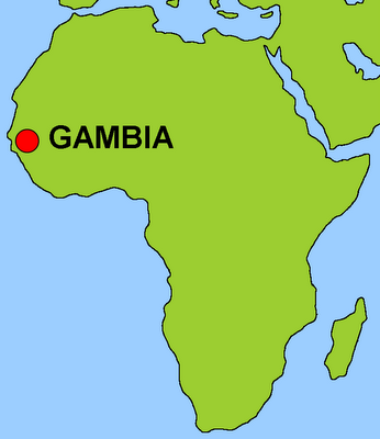 Mapa de África con Gambia señalizada