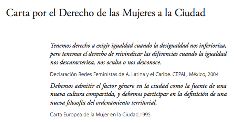 Detalle de 'Carta por el derecho de las mujeres a la ciudad'
