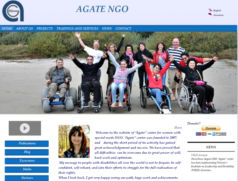 Portada de la página web de la ONG Agate