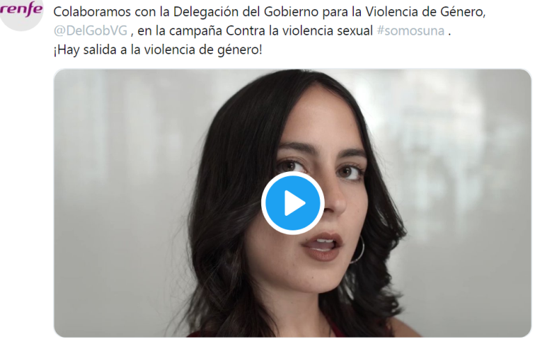 Detalle de la campaña contra la violencia de género de Renfe en Twitter