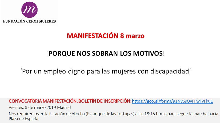 Imagen de la convocatoria para ir a la manifestación del 8 de marzo de 2019