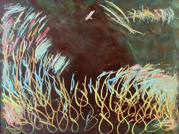 Acrílico y tizas sobre tabla