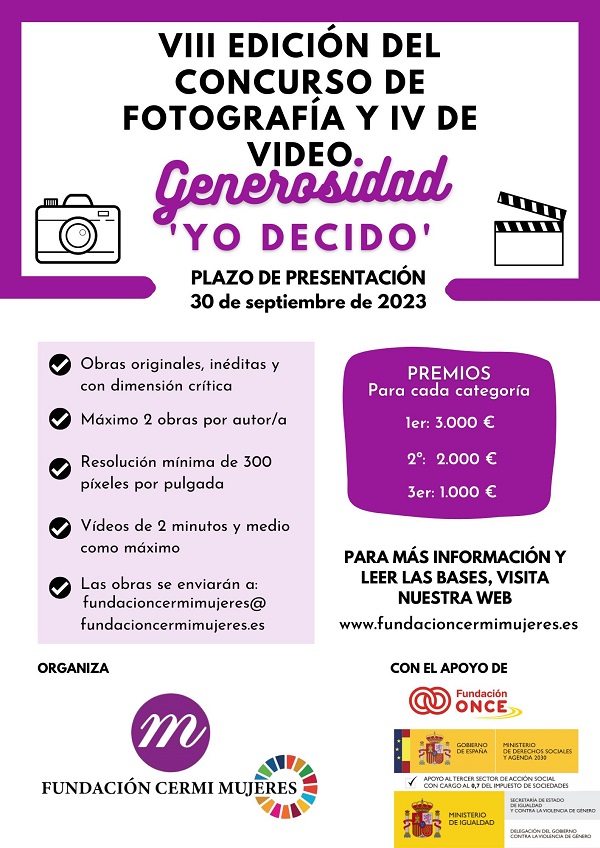 CERMI Mujeres convoca el concurso de fotografía y vídeo ‘Generosidad’ 2023