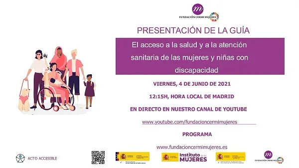 Cartel de la presentación de la guía de FCM para mejorar el acceso a la salud y a la atención sanitaria de las mujeres y niñas con discapacidad