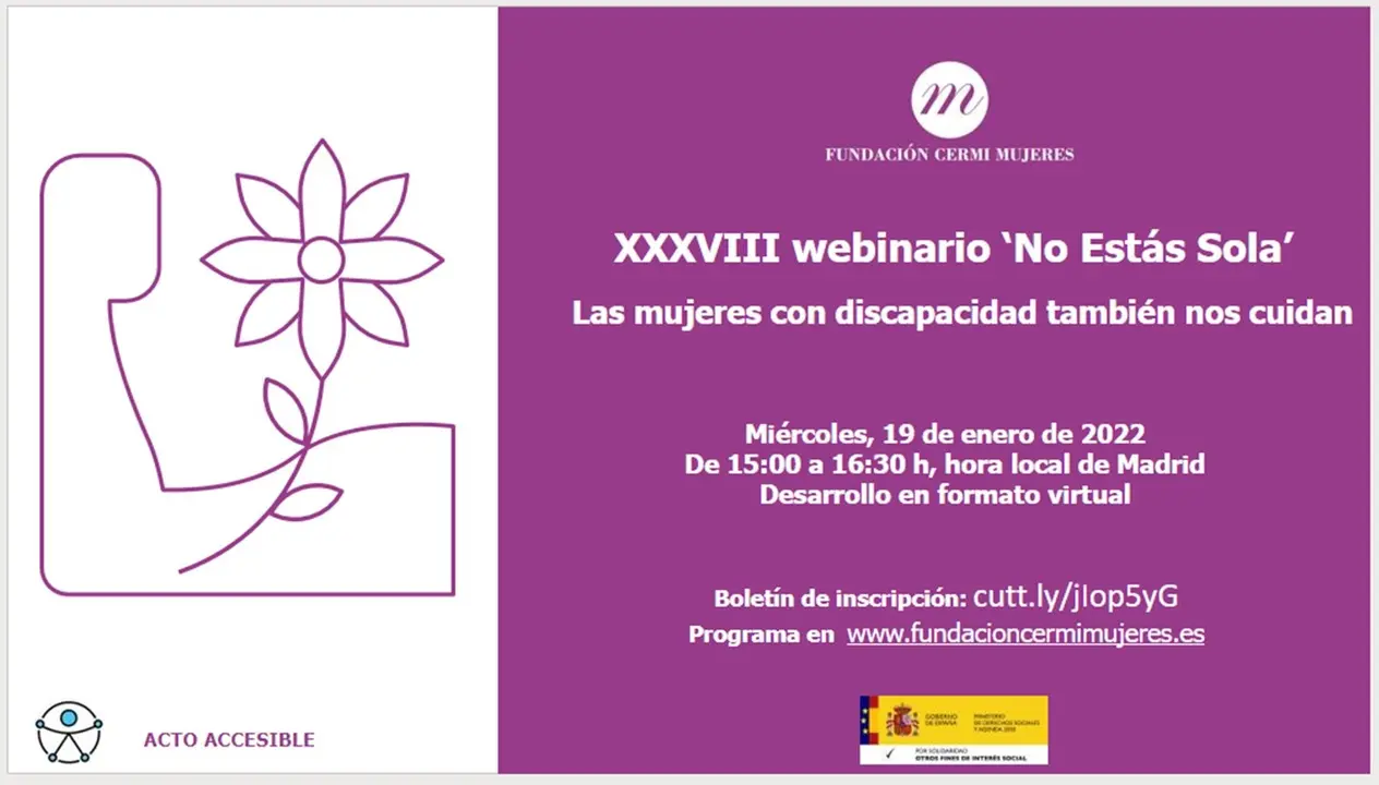 Cartel de XXXVIII webinario  ERMI Mujeres No estás sola