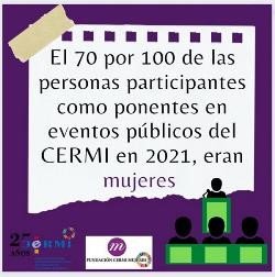 El 70 por 100 de las personas participantes como ponentes en eventos públicos del CERMI en 2021 eran mujeres