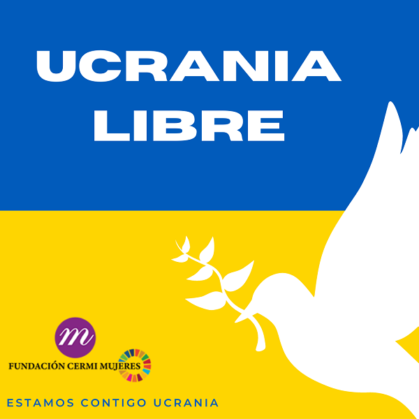 Imagen de bandera de Ucrania con una paloma y las letras: "Ucrania libre"""