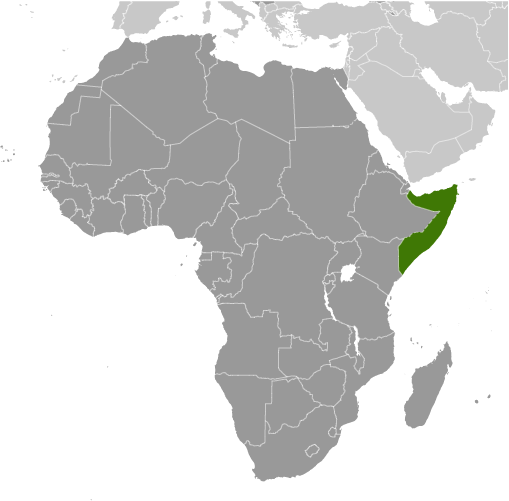 Mapa de África destacando Somalia