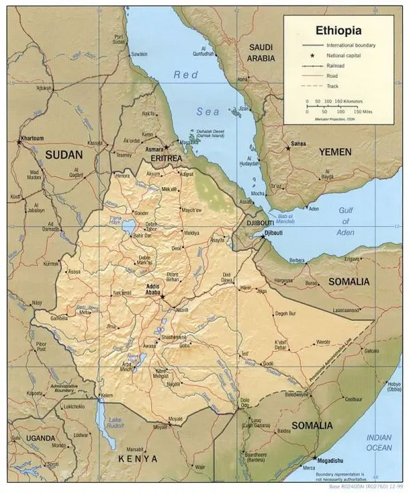Detalle del mapa de Etiopía