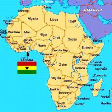 Mapa de África con Ganha señalizada