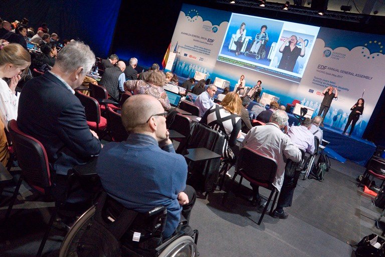 Momento de la Asamblea del EDF celebrada en Madrid durante la que se adoptó la Declaración de Madrid Renovada