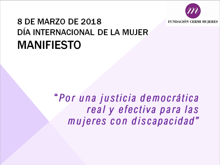 Detalle de la portada del Manifiesto del CERMI y de la FCM por el Día Internacional de la Mujer 2018