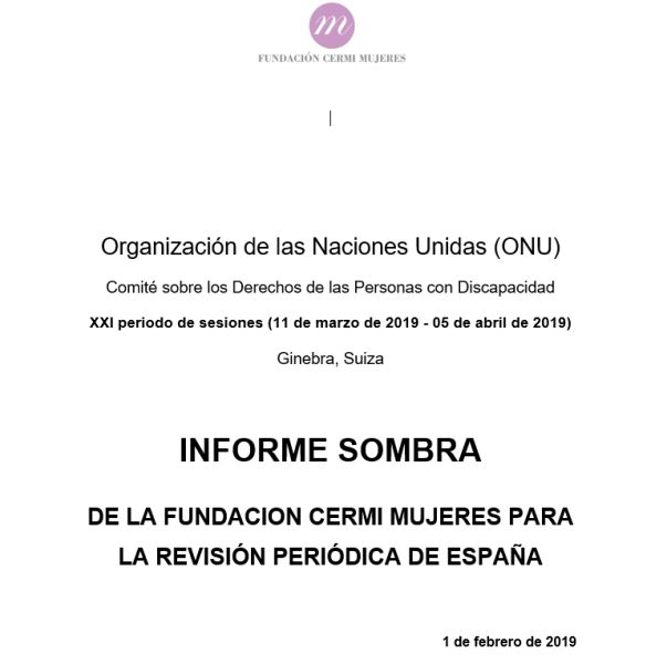 Portada del Informe Sombra Fundación CERMI Mujeres