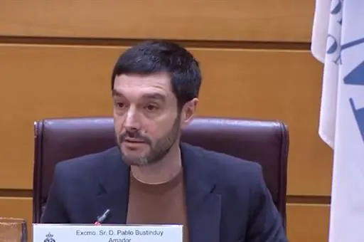 El ministro de Derechos Sociales, Consumo y Agenda 2030, Pablo Bustinduy, durante su intervención en el Senado.