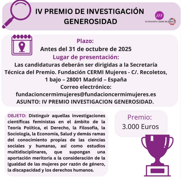 Infografía del IV Premio de Investigación Generosidad