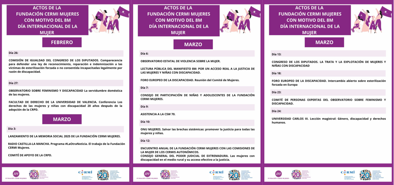Infograf&iacute;a de las actividades de la Fundaci&oacute;n CERMI Mujeres por motivo del 8 de marzo, D&iacute;a Internacional de la Mujer