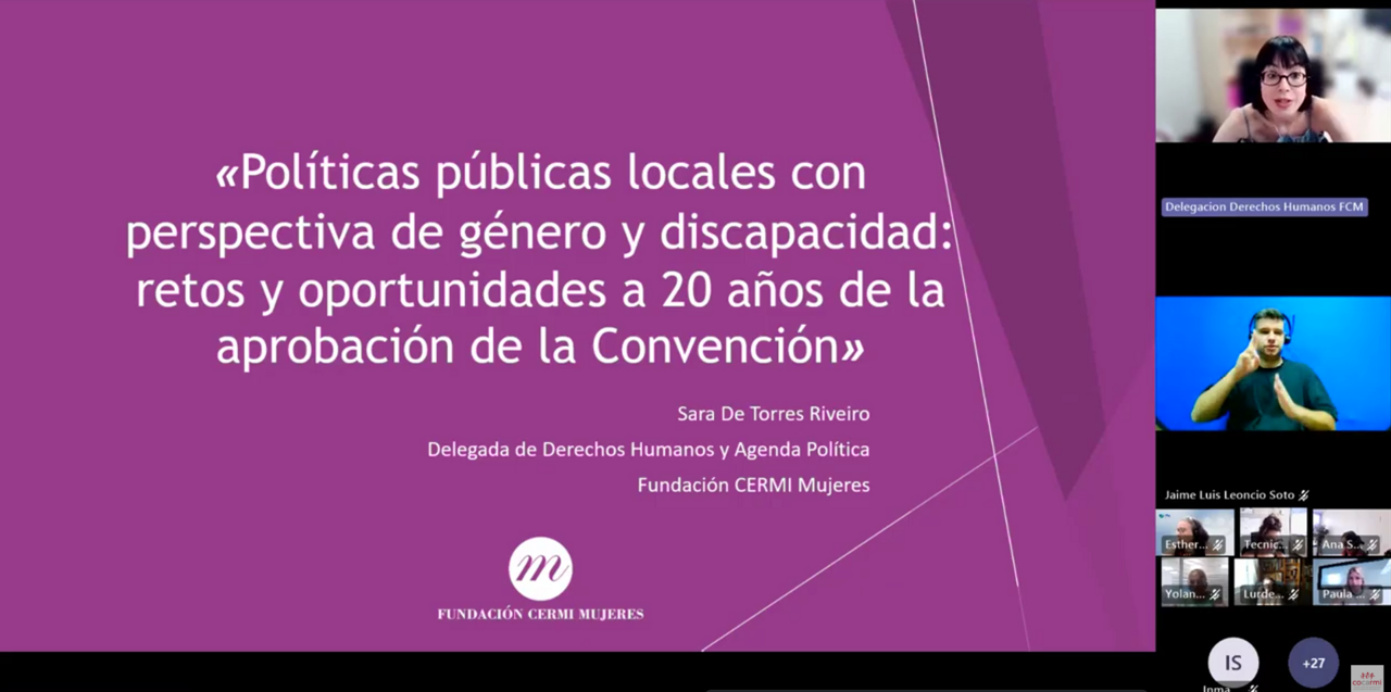 Imagen de la presentaci&oacute;n de Sara De Torres para el webinario ofrecido por el COCARMI