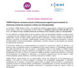 Imagen de la nota de prensa. Aparece el logotipo de Fundación CERMI Mujeres y CERMI