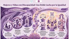 Infografía del manifiesto de mujeres y niñas con Discapacidad: Una doble lucha por la igualdad. Aparecen los logotipos de CERMI y FCM
