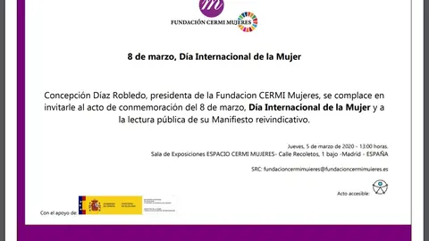Invitación a la lectura del manifiesto reivindicativo del Día Internacional de la Mujer