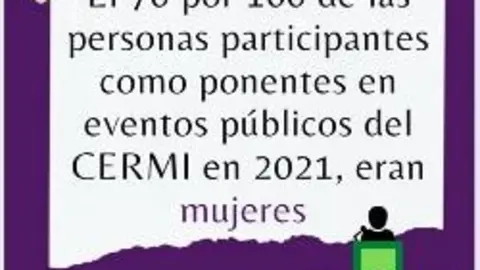 El 70 por 100 de las personas participantes como ponentes en eventos públicos del CERMI en 2021 eran mujeres