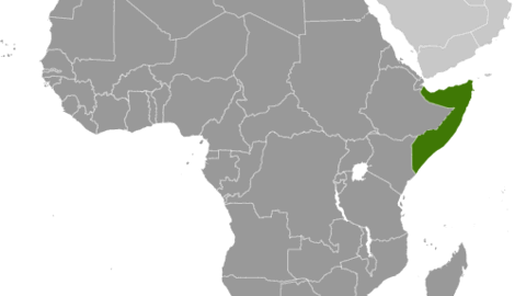 Mapa de África destacando Somalia