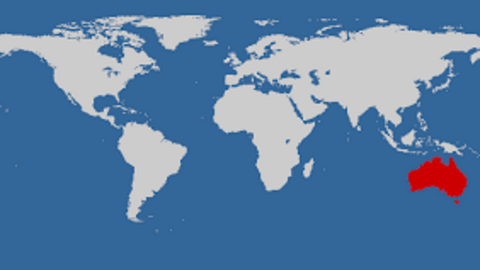 Mapa del mundo donde se destaca Australia