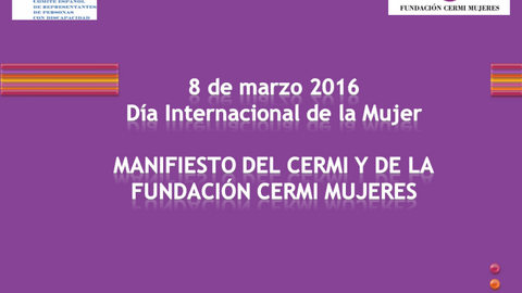Detalle de la portada del Manifiesto del CERMI y de la FCM por el Día Internacional de la Mujer 2016
