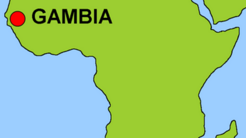 Mapa de África con Gambia señalizada