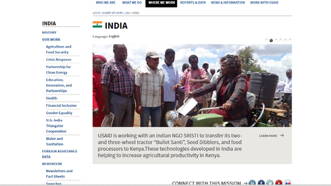 Detalle de la página web de Usaid