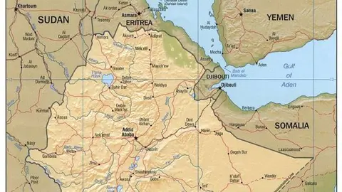 Detalle del mapa de Etiopía