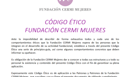 Detalle de la portada del Código Ético de la Fundación CERMI Mujeres