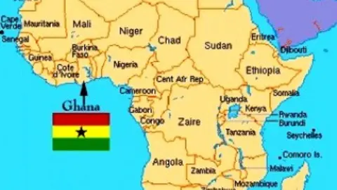 Mapa de África con Ganha señalizada