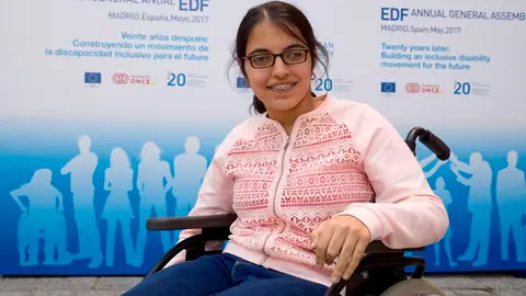 Nugeen Mustaza, refugiada con discapacidad