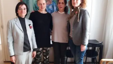 Pilar Villarino secretaria de la FCM , Dorte Chakravarty y Majken Lundberg del Consejo danés de las Mujeres y Ana Peláez , vicepresidenta Ejecutiva de la FCM 