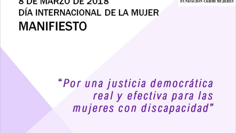 Detalle de la portada del Manifiesto del CERMI y de la FCM por el Día Internacional de la Mujer 2018