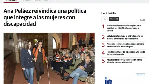 Detalle de la publicación extremeña en la que se publica la noticia sobre Ana Peláez