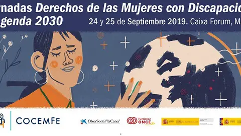 Cartel de las jornadas de Cocemfe ‘Derechos de las Mujeres con Discapacidad y Agenda 2030’
