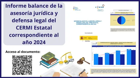 Infografía del informe de asesoria juridica y defensa legal del CERMI. Pantallazos de algunas gráficas que aparecía en el documento