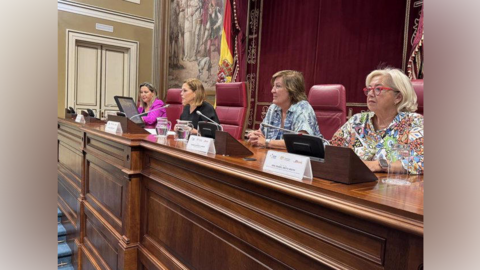 La presidenta del Parlamento de Canarias, Astrid Pérez, en la inauguración del 'Primer Parlamento canario de mujeres con discapacidad'
