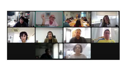 Imagen de la reunión de MAEUEC online del 15 de octubre. Aparece Sara De Torres y Gregorio Saravia.