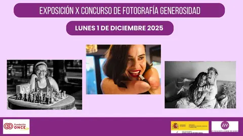 Infografía de la exposición del X Concurso de Fotografía y VI Concurso de video. aparecen los logotipos de FCM, Fundación ONCE y Agenda 2030