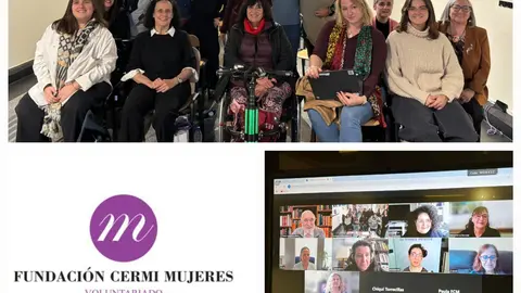 Imagen de las personas voluntarias de FCM. Aparece el logotipo del voluntariado de FCM