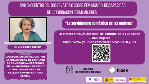 Infograf&iacute;a del XVII Encuentro del Observatorio de FCM. Aparece la imagen de Silvia P&eacute;rez Freire adem&aacute;s de los logotipos: FCM, Instituto de las mujeres y Agenda 2030.