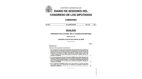 Imagen del texto de la comparecencia de Ana Pel&aacute;ez el pasado jueves 26 de febrero