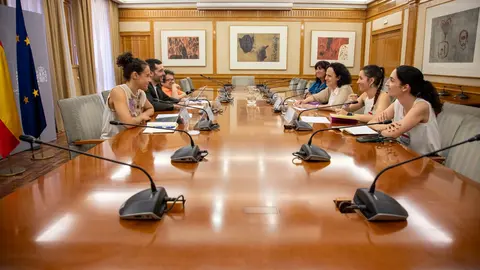 Imagen de la mesa de trabajo del ministro de Derechos Sociales con FCM
